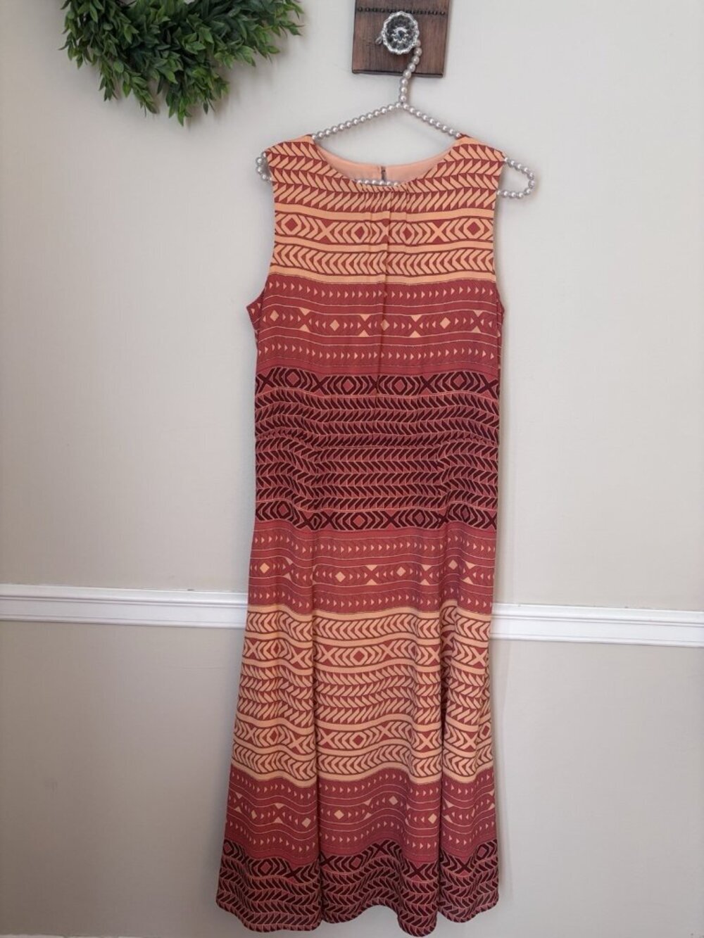 Pendleton Womens Size 8 Sleeveless Maxi Dress Tribal Aztec Print Lined Side Zip